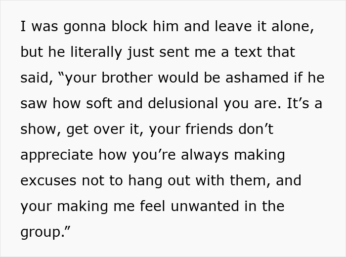Text message criticizing a teen for disliking superhero stuff, revealing grief-related sensitivity behind response.