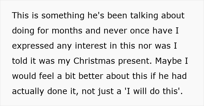 Text on screen discussing feeling bad for being ungrateful for husband's gifts, with people agreeing gifts are abhorrent.