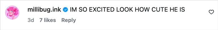 Comment text on social media reading: millibug.ink excited about a character, related to A Knight Of The Seven Kingdoms plot and characters.