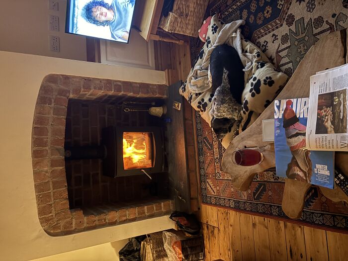 My Dog Hattie And The Fire. Lovely!