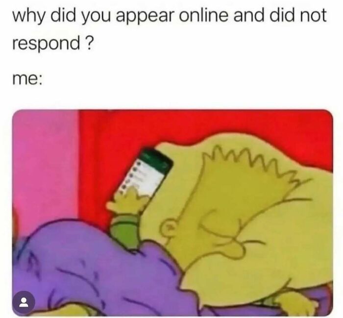 Cartoon character lying in bed holding phone, illustrating relatable memes about life as an introvert online behavior.