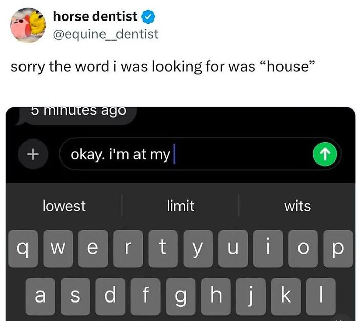 Text message screenshot with a humorous typo correction, fitting funny and relatable therapy memes theme.