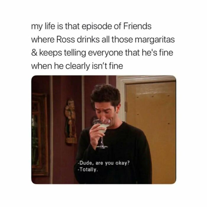 Scene from Friends with Ross drinking margaritas, highlighting memes that show why Friends is a timeless classic.