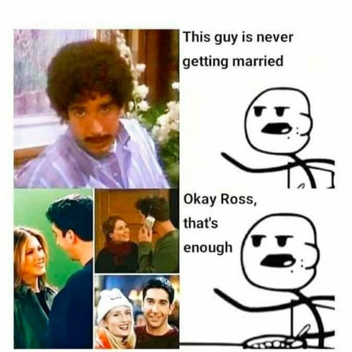Memes and posts featuring Friends characters Ross, Rachel, and Monica, highlighting timeless classic moments from the show.
