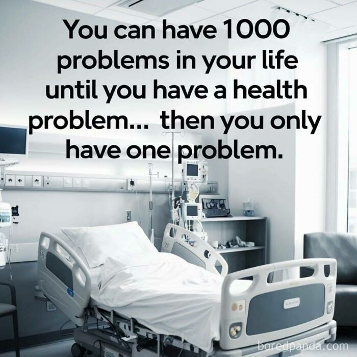 Hospital room with an empty bed and medical equipment, highlighting health problems and healthcare expenses humor meme.