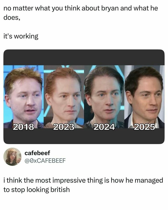 Funny meme showing a man's changing appearance over years, perfect for entertaining posts and memes to help fight boredom.