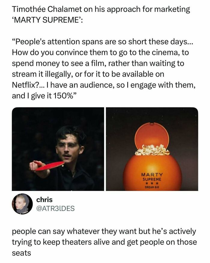 Timothée Chalamet’s creative marketing approach shown in meme format, helping fight boredom with entertaining posts and memes.