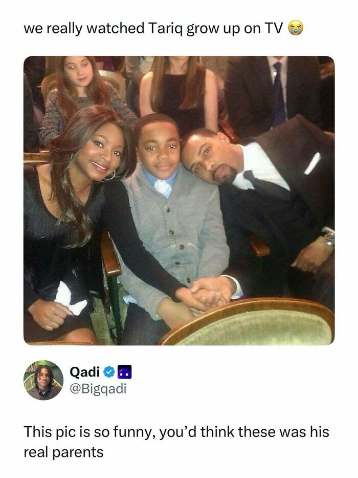 Family photo meme posted on social media, shared among entertaining posts and memes to help fight boredom.