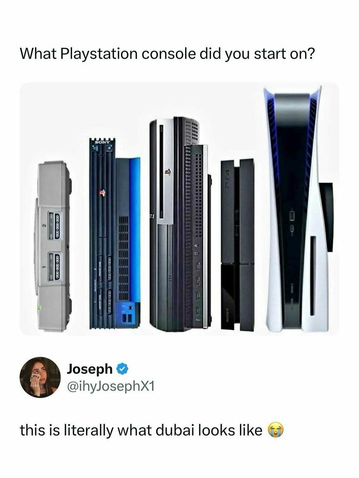 Comparison of all PlayStation consoles from first to latest, featured in entertaining posts and memes to help fight boredom.