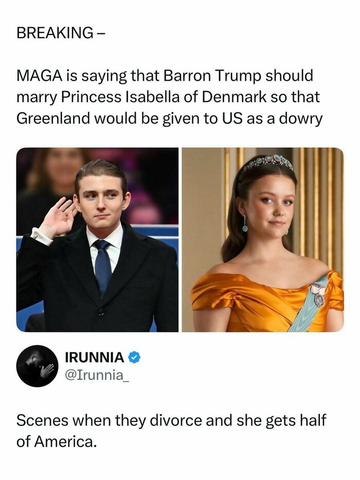 Meme humor involving Barron Trump and Princess Isabella with entertaining posts and memes to help fight boredom.
