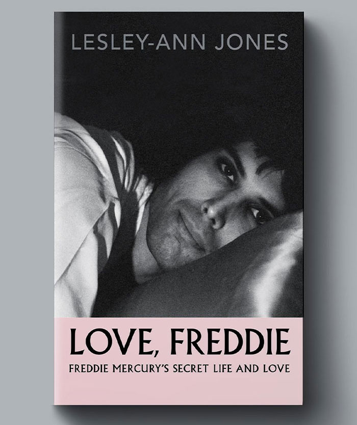 Book cover of Love Freddie by Lesley-Ann Jones, focusing on Freddie Mercury's secret life and daughter revealed after his passing.