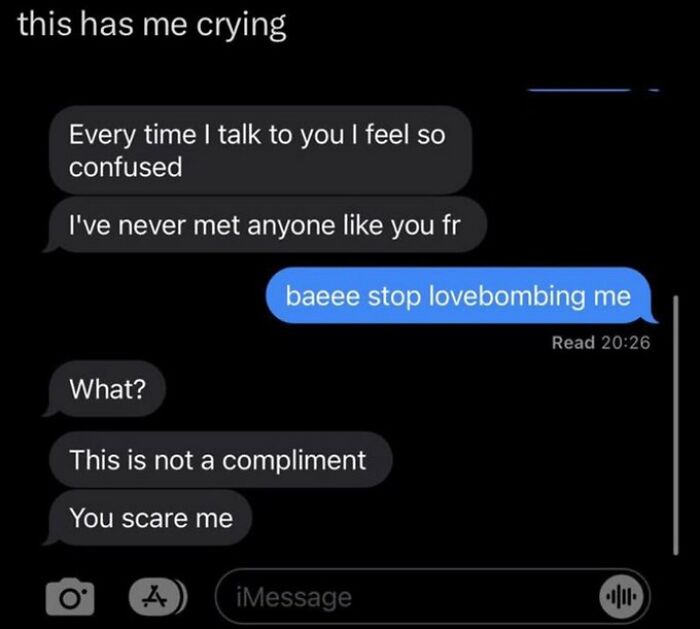 Text conversation screenshot showing a confused message exchange that highlights anxiety prime in a humorous context.