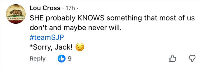 Social media comment referencing Chris Noth and Sarah Jessica Parker amid their hurtful falling out discussion.