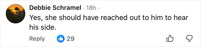 Comment by Debbie Schramel discussing Chris Noth and Sarah Jessica Parker's hurtful friendship issues.