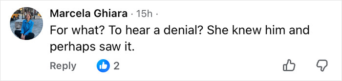 Comment by Marcela Ghiara questioning denial about Chris Noth and Sarah Jessica Parker's friendship ending.