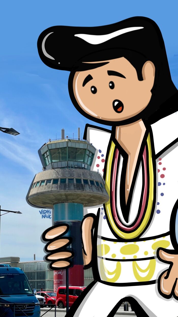 Cartoon character inspired by everyday places, creatively turned into a little cartoon scene by this artist.