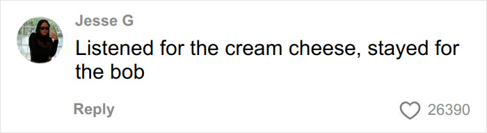 Social media comment about cream cheese, highlighting humor and sparking internet buzz in an online discussion. Social media comment about cream cheese, highlighting humor and sparking internet buzz in an online discussion.