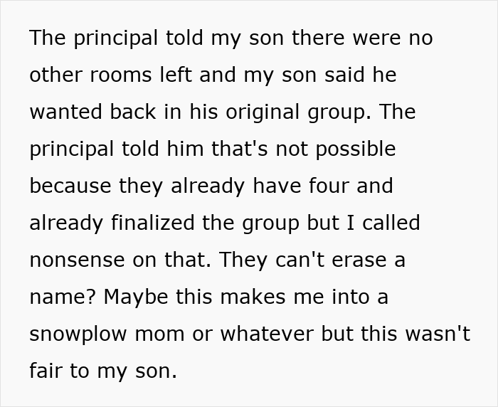 Alt text: Parent upset as autistic kid excluded from class trip and humiliated by school principal over group assignment.
