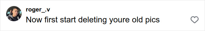Comment on social media from user roger_.v discussing deleting old pictures, related to an adult star who went viral for 1,000 men in 12 hours challenge. Comment on social media from user roger_.v discussing deleting old pictures, related to an adult star who went viral for 1,000 men in 12 hours challenge.