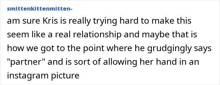Text post discussing Kris attempting to make a relationship seem real amid fight exposure involving Timoth&eacute;e Chalamet and Kylie Jenner.
