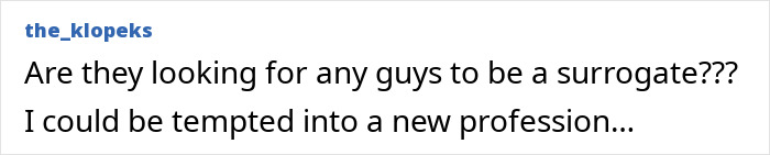 Comment from a user discussing the possibility of becoming an intimacy surrogate, referencing challenges faced on the job.