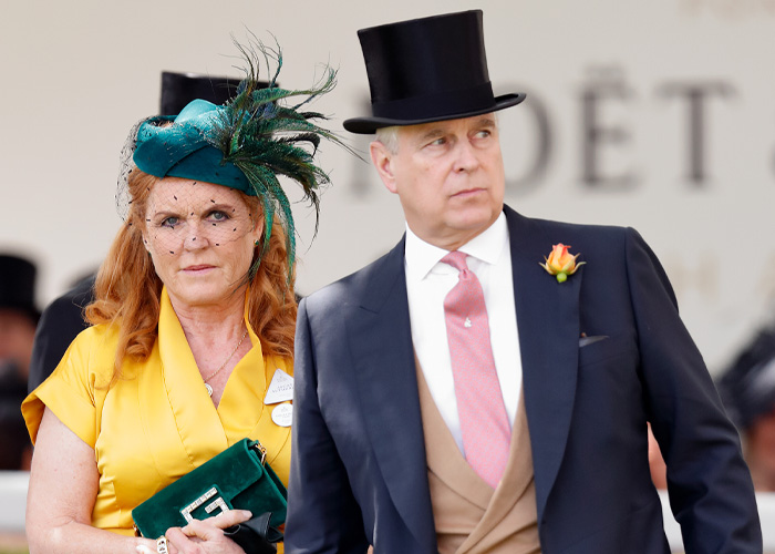 Prince Andrew and companion wearing formal attire at an outdoor event, revealing country he may move to after eviction.