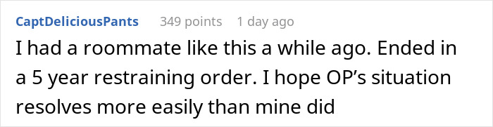 Screenshot of a Reddit comment sharing a personal story about a roommate related to helping lie to a conservative family.