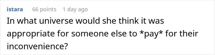 Comment on Reddit about refusing to pay for a hotel to help a roommate lie to her conservative family.