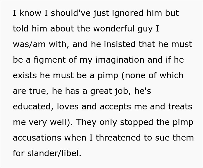 Text message from an adult worker daughter about parents disowning her and insulting her fiancé. Text message from an adult worker daughter about parents disowning her and insulting her fiancé.