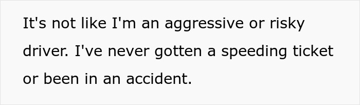 Text excerpt showing a person explaining they are not an aggressive driver despite a recent anxiety meltdown putting them at risk.