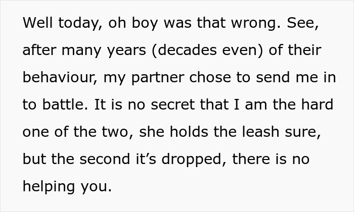 Text excerpt about estranged relatives demanding access to a wedding they were never invited to, highlighting family conflict.