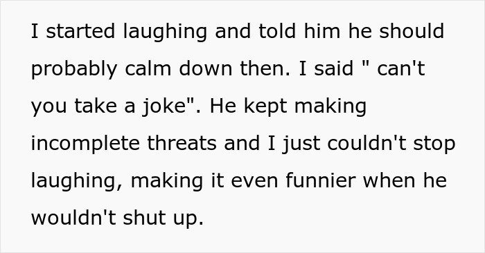 Alt text: Person sharing a story about using theatrics to get revenge on a workplace bully and making him feel scared.
