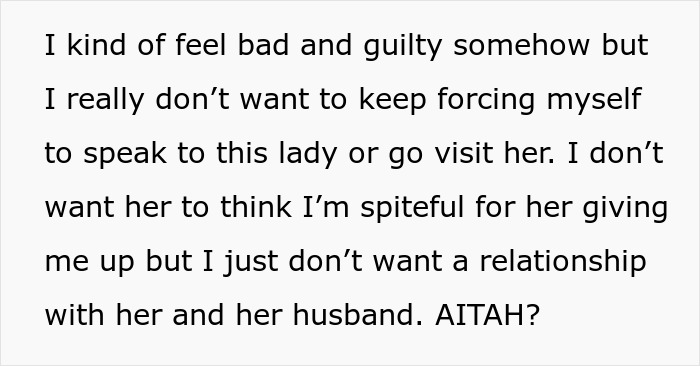 Text expressing guilt and reluctance to build a relationship with bio mom who appeared after 16 years.