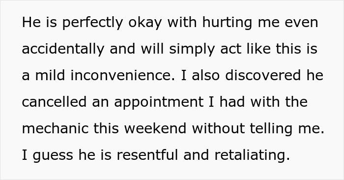 Close-up excerpt of a message describing resentment, cancelled appointment, and mention of a racist gift.