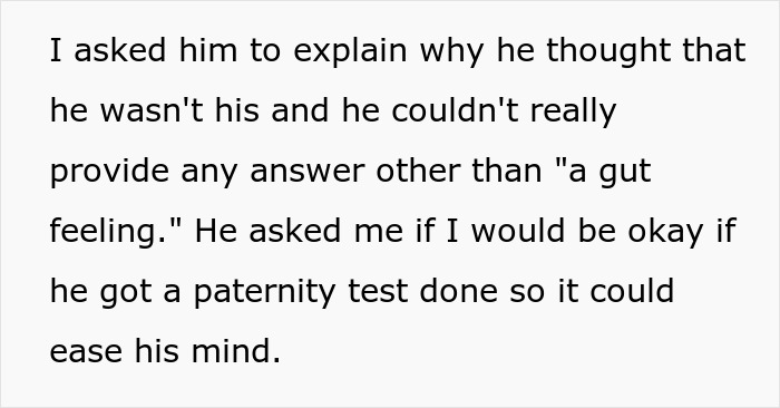 Text excerpt discussing a man’s doubt about his 3-year-old son’s paternity and request for a paternity test.