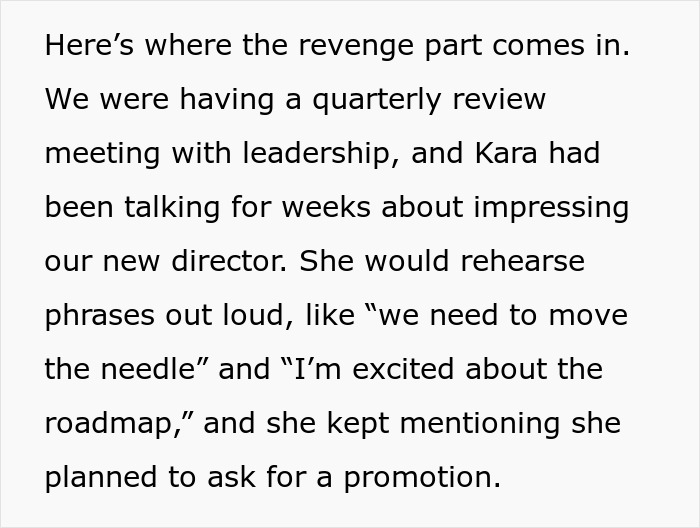 Alt text: Office Karen belittling coworker during a meeting, leading to public humiliation in a professional setting.