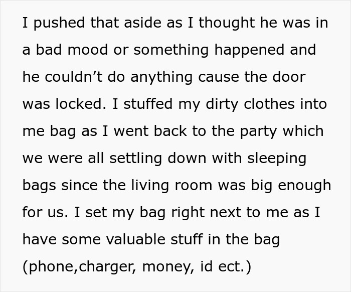 Text excerpt describing a dad trying to lie his way out of trouble, involving stealing and consequences leading to jail.