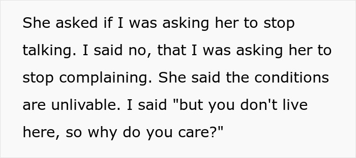 Text conversation about woman complaining about SIL despite staying for free, hubby annoyed by her constant complaints. Text conversation about woman complaining about SIL despite staying for free, hubby annoyed by her constant complaints.