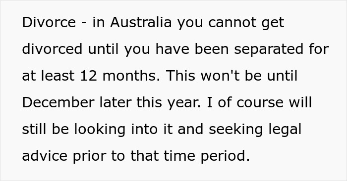 Text about divorce process in Australia, highlighting separation period and seeking legal advice on co-parenting concerns. Text about divorce process in Australia, highlighting separation period and seeking legal advice on co-parenting concerns.