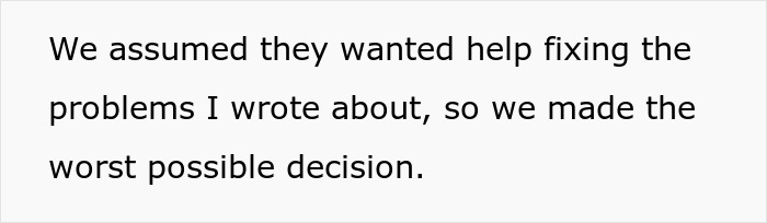 Text excerpt from a man&rsquo;s snarky letter about a restaurant&rsquo;s decision, highlighting a hilarious pitch and patent outcome.