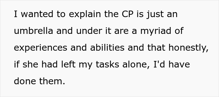 Text excerpt discussing cerebral palsy as an umbrella term and challenges in proving disability status.