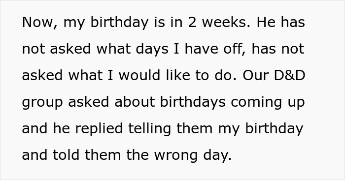 Text about a woman concerned with relationship energy and her boyfriend misremembering her birthday. Text about a woman concerned with relationship energy and her boyfriend misremembering her birthday.