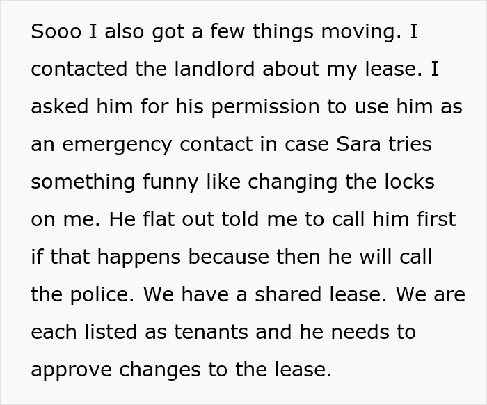 Text excerpt about a guy discussing lease issues with landlord related to helping roommate and hotel payment refusal.