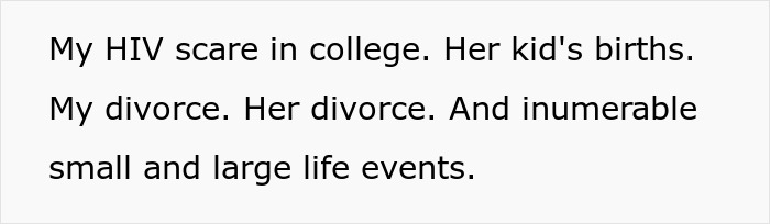 Text on a white background discussing personal challenges including HIV scare, divorces, and life events related to step kids mom loss money.