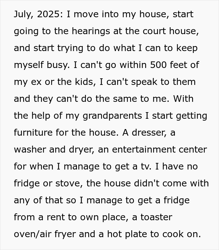 Text excerpt describing a dad&rsquo;s life challenges after accusations from his kids and restrictions imposed by the court.