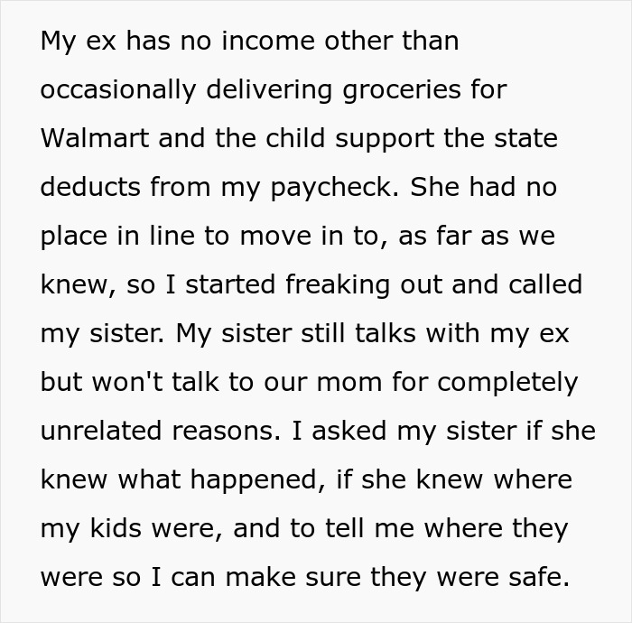 Text excerpt showing a dad&rsquo;s struggle with his ex and concerns about his kids after accusations harm his life.