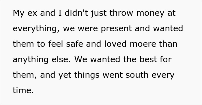Text excerpt showing a dad explaining he did everything he could but sees all five children as failures in his eyes. Text excerpt showing a dad explaining he did everything he could but sees all five children as failures in his eyes.