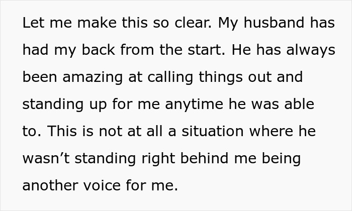 Text discussing a husband supporting his wife while dealing with an evil lady mistreating her in a family conflict. Text discussing a husband supporting his wife while dealing with an evil lady mistreating her in a family conflict.