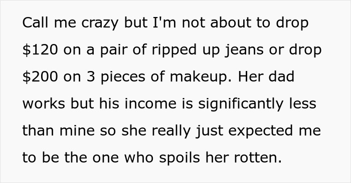 Text discussing a bratty teen breaking walls and making a mess in her room while stepmom prepares eviction papers.