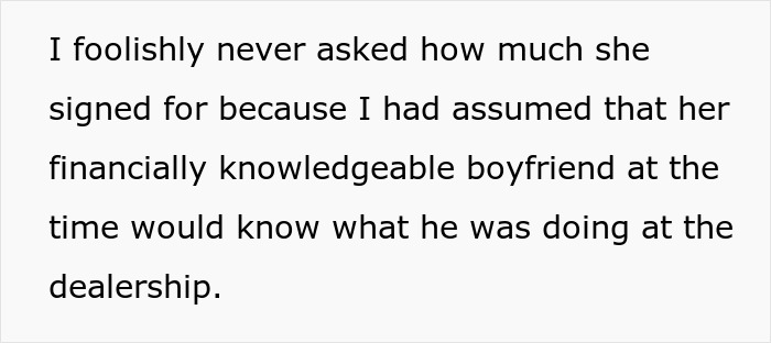 Text excerpt about a teen’s first car turning into a debt trap arranged by his mom involving a $40k loan. Text excerpt about a teen’s first car turning into a debt trap arranged by his mom involving a $40k loan.